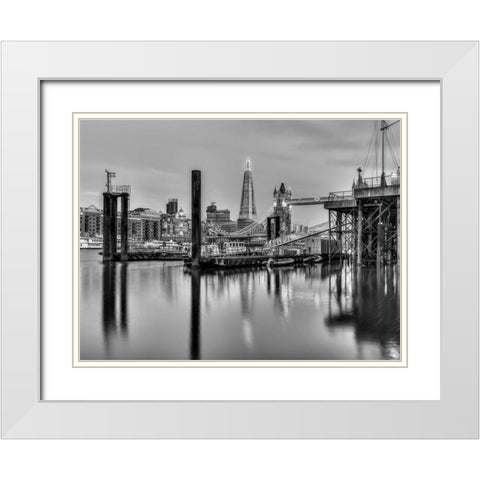 Tower bridge over river Thames in London, UK White Modern Wood Framed Art Print with Double Matting by Frank, Assaf