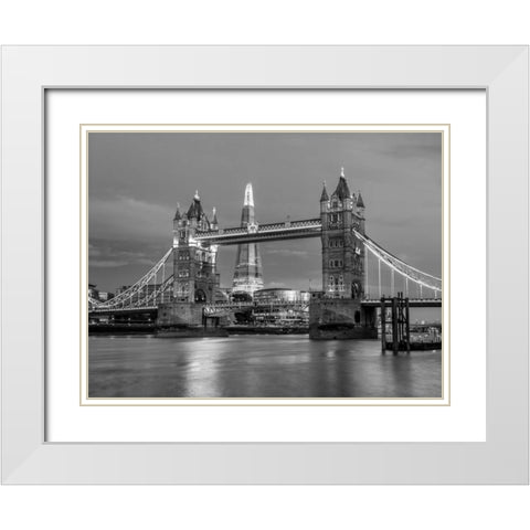 Tower bridge over river Thames in London, UK White Modern Wood Framed Art Print with Double Matting by Frank, Assaf