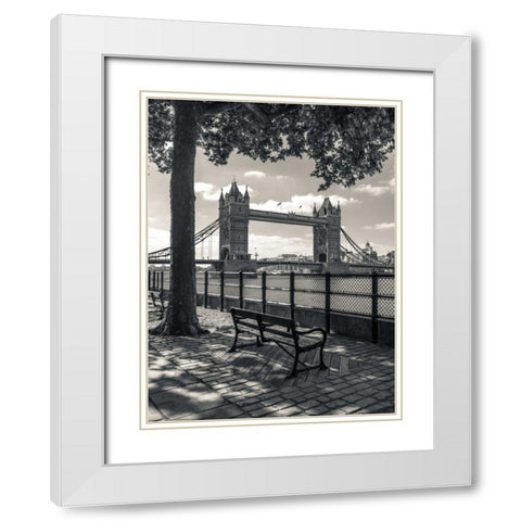 Thames promenade with Tower bridge in background, London, UK White Modern Wood Framed Art Print with Double Matting by Frank, Assaf