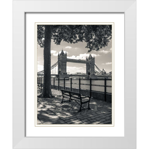 Thames promenade with Tower bridge in background, London, UK White Modern Wood Framed Art Print with Double Matting by Frank, Assaf