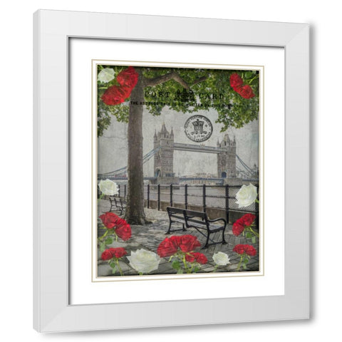 Thames promenade with Tower bridge in background, London, UK White Modern Wood Framed Art Print with Double Matting by Frank, Assaf