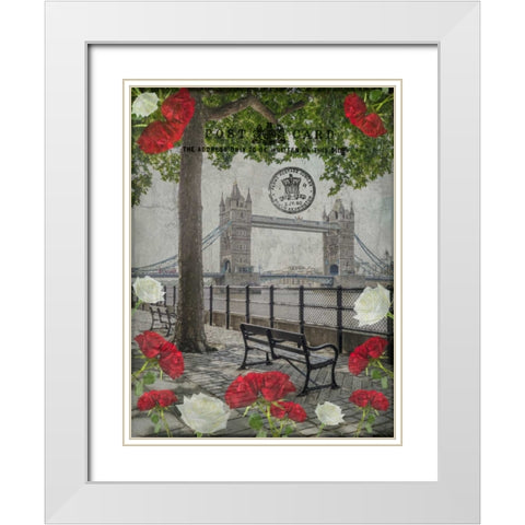 Thames promenade with Tower bridge in background, London, UK White Modern Wood Framed Art Print with Double Matting by Frank, Assaf