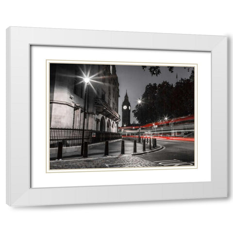 View of Big Ben from street, London, UK White Modern Wood Framed Art Print with Double Matting by Frank, Assaf