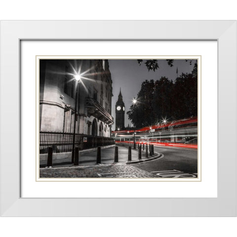 View of Big Ben from street, London, UK White Modern Wood Framed Art Print with Double Matting by Frank, Assaf