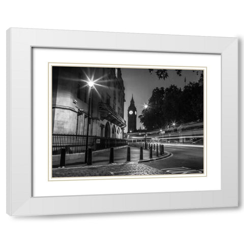 View of Big Ben from street, London, UK White Modern Wood Framed Art Print with Double Matting by Frank, Assaf