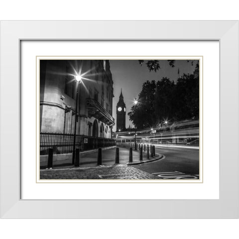 View of Big Ben from street, London, UK White Modern Wood Framed Art Print with Double Matting by Frank, Assaf