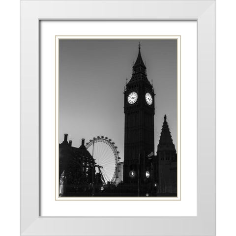 View of Big Ben from street, London, UK White Modern Wood Framed Art Print with Double Matting by Frank, Assaf