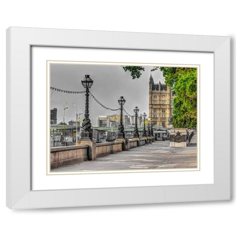 Thames promenade, London, UK White Modern Wood Framed Art Print with Double Matting by Frank, Assaf