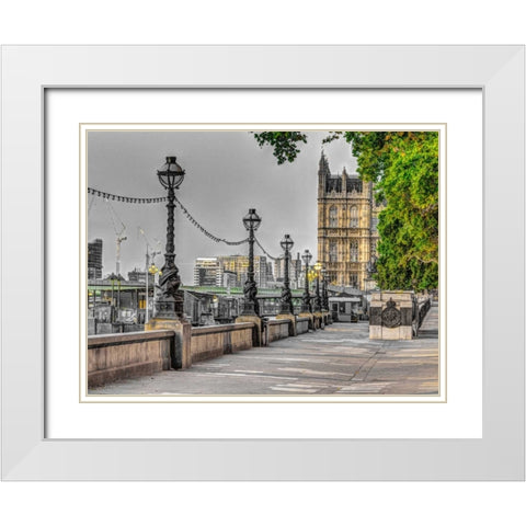 Thames promenade, London, UK White Modern Wood Framed Art Print with Double Matting by Frank, Assaf