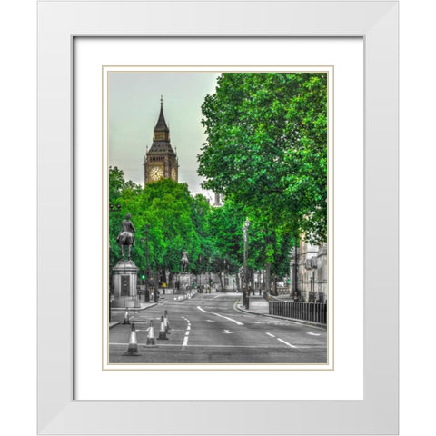 Big Ben from city street, London White Modern Wood Framed Art Print with Double Matting by Frank, Assaf