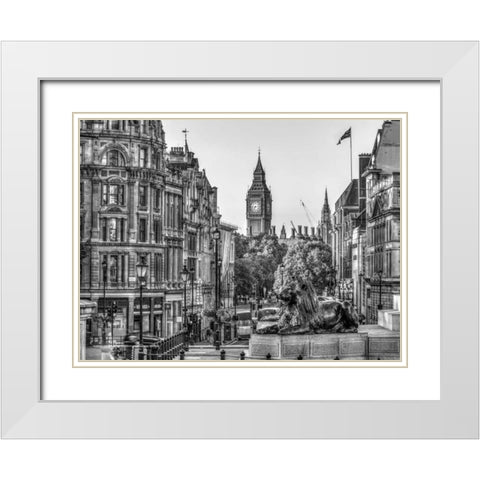 Trafalgar Square, London, UK White Modern Wood Framed Art Print with Double Matting by Frank, Assaf