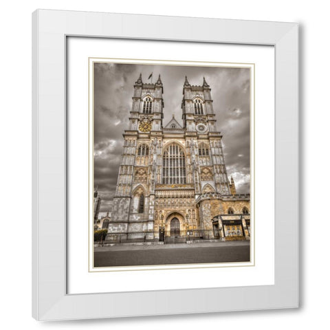 Famous Westminster Abby in London, UK White Modern Wood Framed Art Print with Double Matting by Frank, Assaf