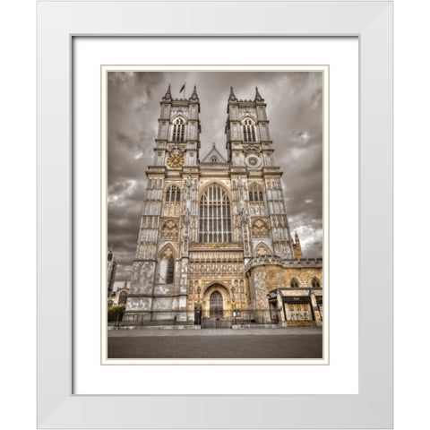Famous Westminster Abby in London, UK White Modern Wood Framed Art Print with Double Matting by Frank, Assaf