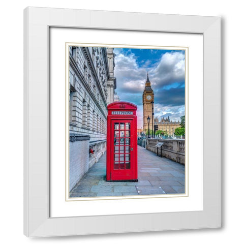 Telephone booth with Big Ben, London, UK White Modern Wood Framed Art Print with Double Matting by Frank, Assaf