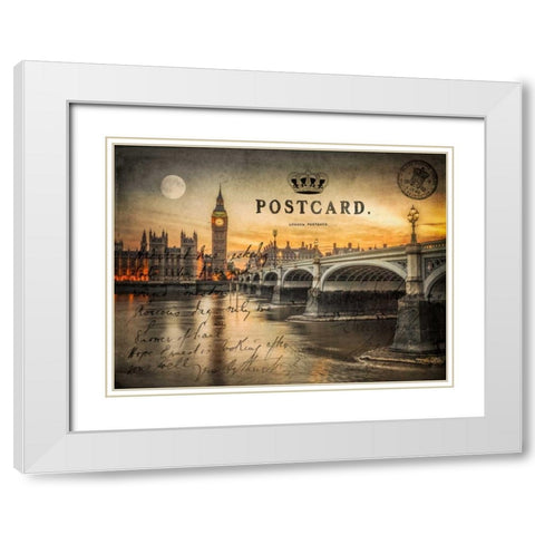 Westminster bridge and Big Ben from Thames promenade, London, UK White Modern Wood Framed Art Print with Double Matting by Frank, Assaf