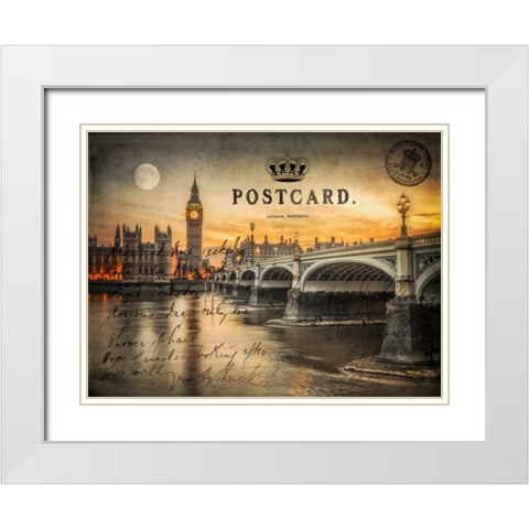 Westminster bridge and Big Ben from Thames promenade, London, UK White Modern Wood Framed Art Print with Double Matting by Frank, Assaf
