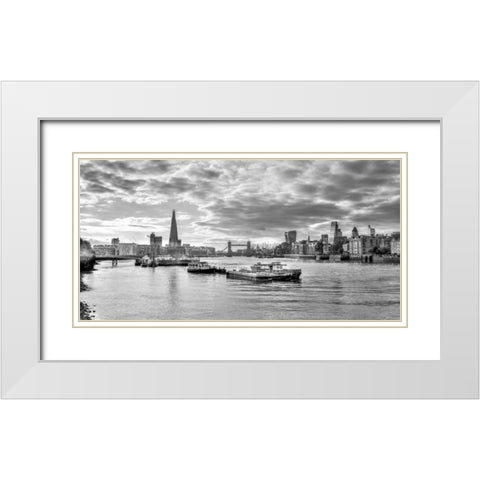 River Thames and London skyline White Modern Wood Framed Art Print with Double Matting by Frank, Assaf