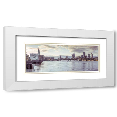 London skyline over river Thames, UK White Modern Wood Framed Art Print with Double Matting by Frank, Assaf