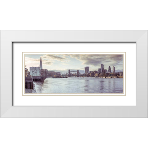 London skyline over river Thames, UK White Modern Wood Framed Art Print with Double Matting by Frank, Assaf