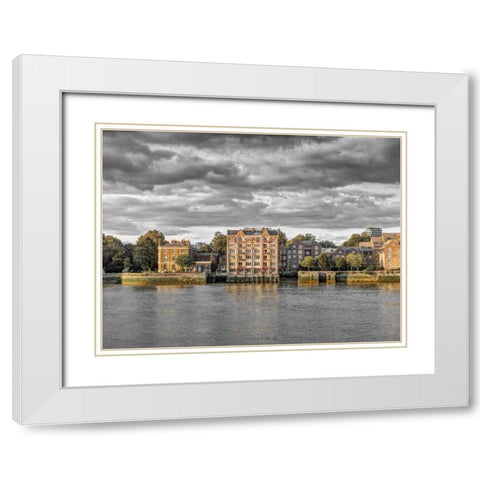 London skyline over river Thames, UK White Modern Wood Framed Art Print with Double Matting by Frank, Assaf