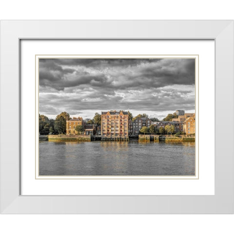 London skyline over river Thames, UK White Modern Wood Framed Art Print with Double Matting by Frank, Assaf