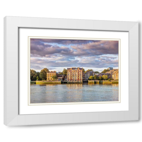 London skyline over river Thames, UK White Modern Wood Framed Art Print with Double Matting by Frank, Assaf