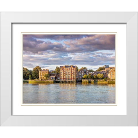 London skyline over river Thames, UK White Modern Wood Framed Art Print with Double Matting by Frank, Assaf