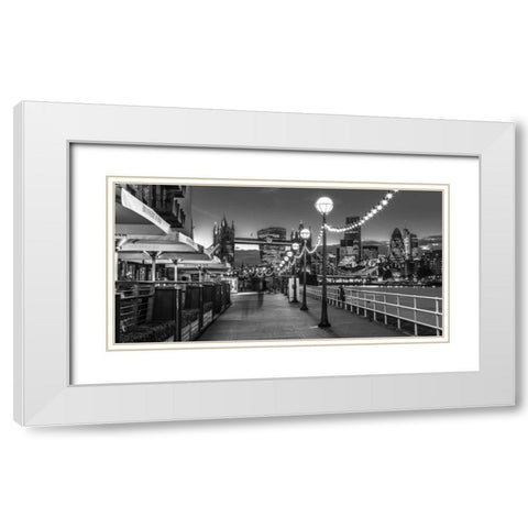 London Riverside Promenade with Tower bridge White Modern Wood Framed Art Print with Double Matting by Frank, Assaf