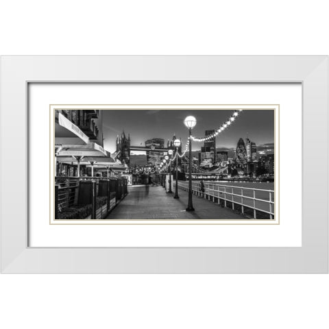 London Riverside Promenade with Tower bridge White Modern Wood Framed Art Print with Double Matting by Frank, Assaf