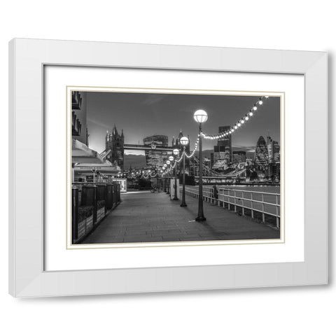 Tower Bridge Walkway White Modern Wood Framed Art Print with Double Matting by Frank, Assaf