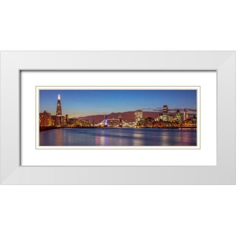 London skyline over river Thames, UK White Modern Wood Framed Art Print with Double Matting by Frank, Assaf