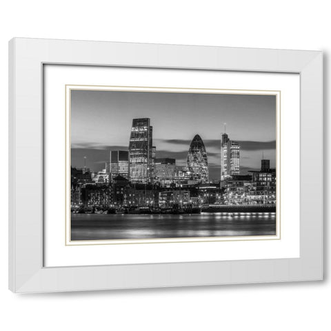 London skyline over river Thames, UK White Modern Wood Framed Art Print with Double Matting by Frank, Assaf