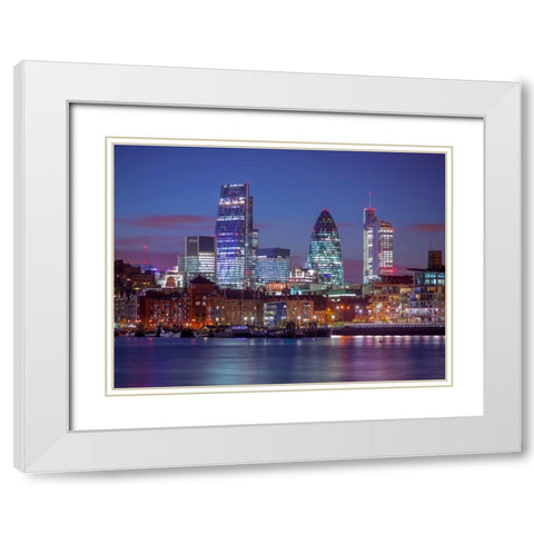 London skyline over river Thames, UK White Modern Wood Framed Art Print with Double Matting by Frank, Assaf