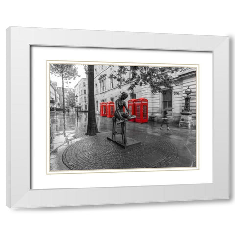 Statue on London city street White Modern Wood Framed Art Print with Double Matting by Frank, Assaf