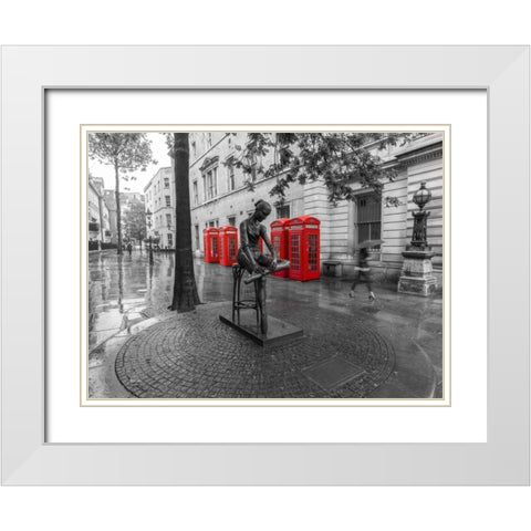 Statue on London city street White Modern Wood Framed Art Print with Double Matting by Frank, Assaf