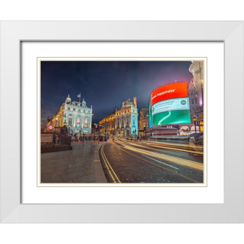 London city street in evening White Modern Wood Framed Art Print with Double Matting by Frank, Assaf