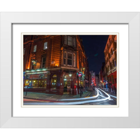 London city street in evening White Modern Wood Framed Art Print with Double Matting by Frank, Assaf