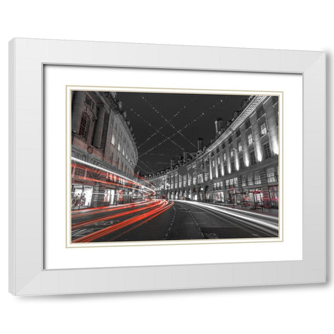 London Christmas Lights White Modern Wood Framed Art Print with Double Matting by Frank, Assaf