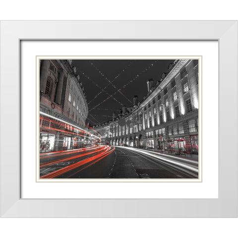 London Christmas Lights White Modern Wood Framed Art Print with Double Matting by Frank, Assaf