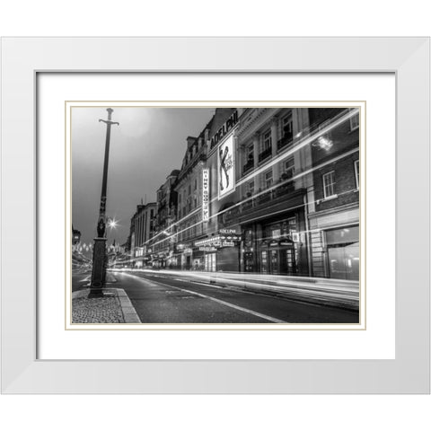 Black and white shot of London city street White Modern Wood Framed Art Print with Double Matting by Frank, Assaf