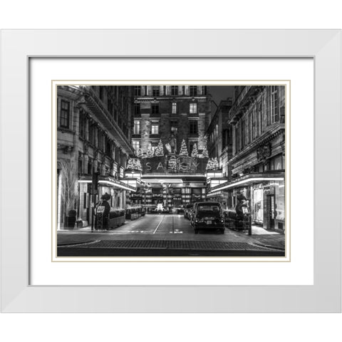 Black and white shot of London city street White Modern Wood Framed Art Print with Double Matting by Frank, Assaf