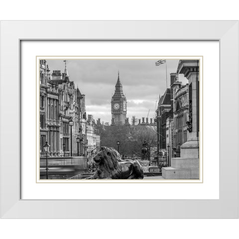 Trafalgar Square-London White Modern Wood Framed Art Print with Double Matting by Frank, Assaf
