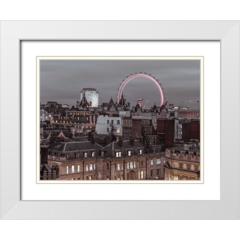 London cityscape with Millennium Wheel White Modern Wood Framed Art Print with Double Matting by Frank, Assaf