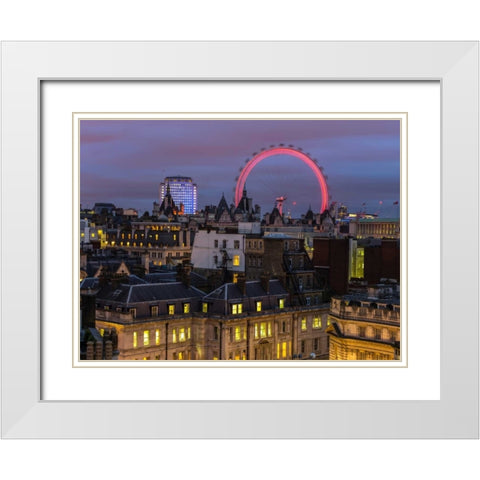 London cityscape with Millennium Wheel White Modern Wood Framed Art Print with Double Matting by Frank, Assaf