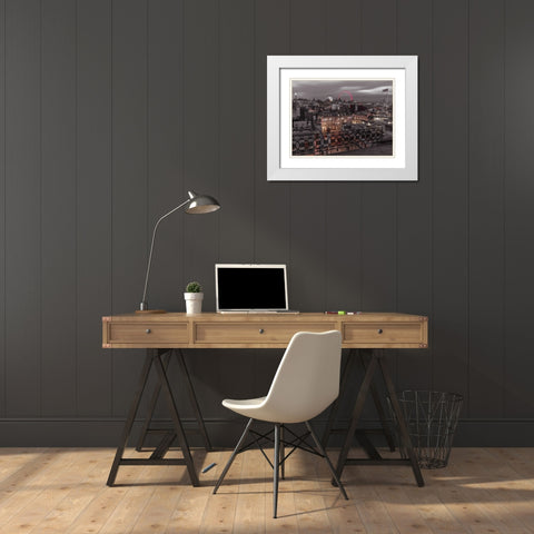 London cityscape with Millennium Wheel White Modern Wood Framed Art Print with Double Matting by Frank, Assaf
