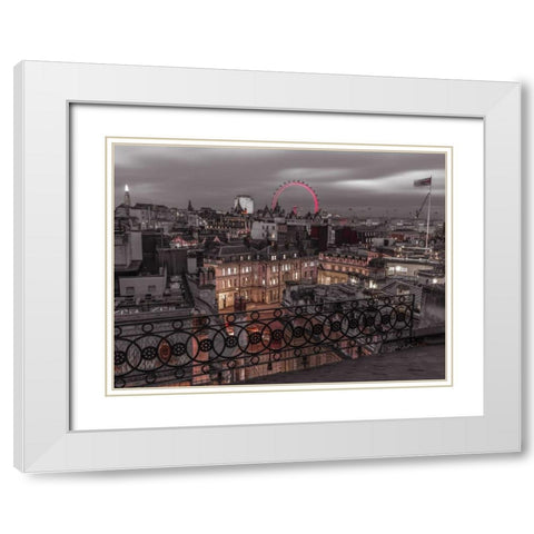 London cityscape with Millennium Wheel White Modern Wood Framed Art Print with Double Matting by Frank, Assaf