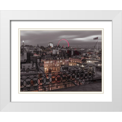 London cityscape with Millennium Wheel White Modern Wood Framed Art Print with Double Matting by Frank, Assaf
