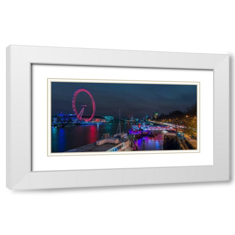 London cityscape with Millennium Wheel White Modern Wood Framed Art Print with Double Matting by Frank, Assaf
