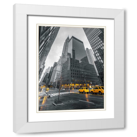 Traffic signal on New York city street White Modern Wood Framed Art Print with Double Matting by Frank, Assaf