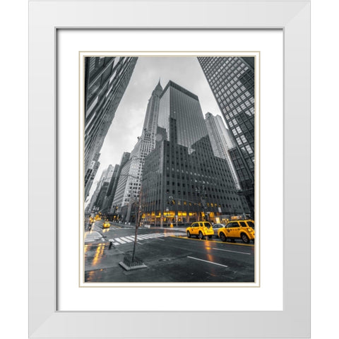 Traffic signal on New York city street White Modern Wood Framed Art Print with Double Matting by Frank, Assaf